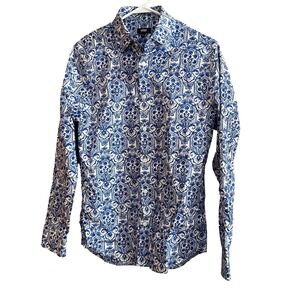 Express Extra Slim Fit Dress Shirt Button Up Floral Long Sleeve Mens Size XS